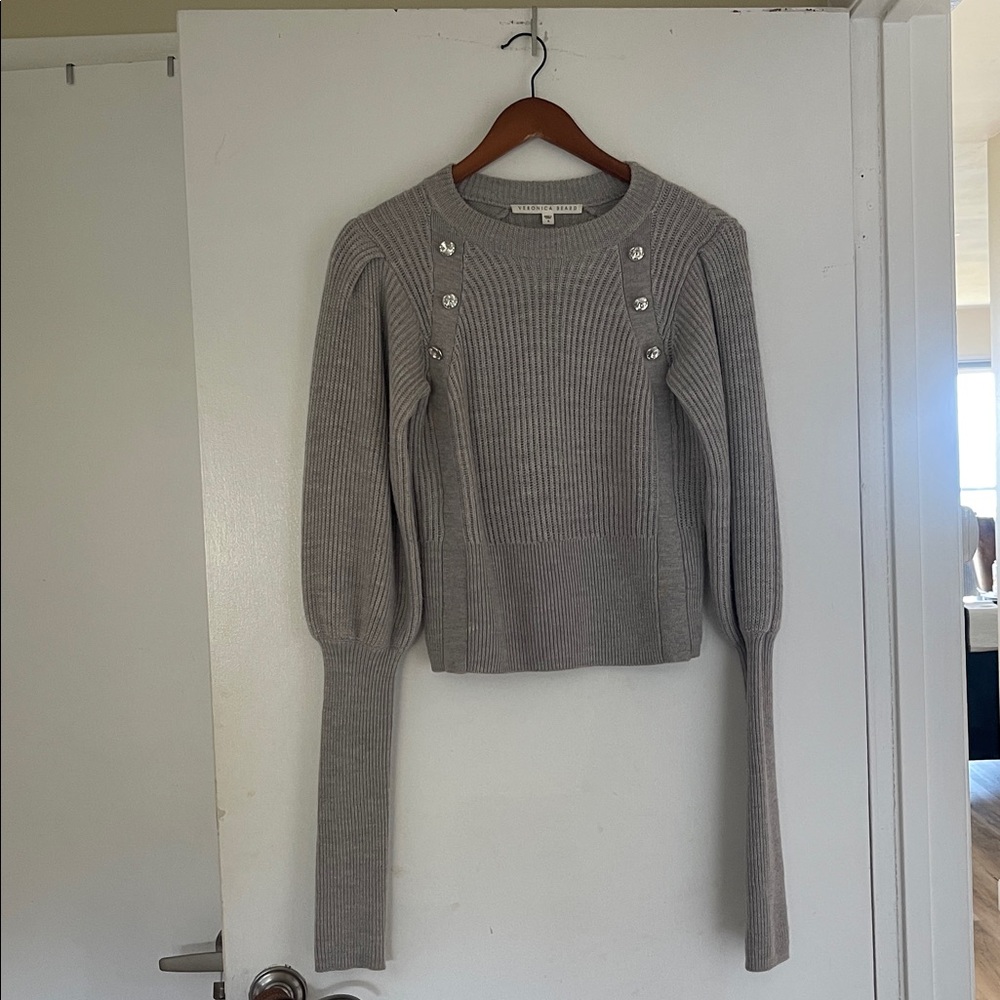 Veronica Beard Heather Gray Ribbed Sweater